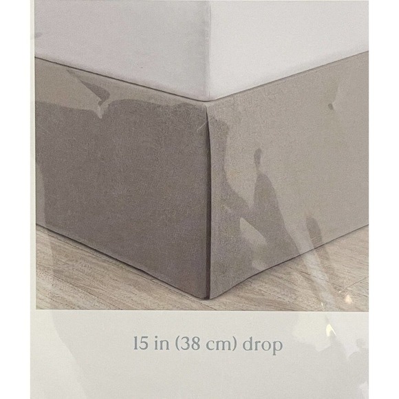 Nestwell Linen Cotton Blend Bedskirt Twin Natural Tan 15" Drop Neutrals Tailored - Picture 8 of 16